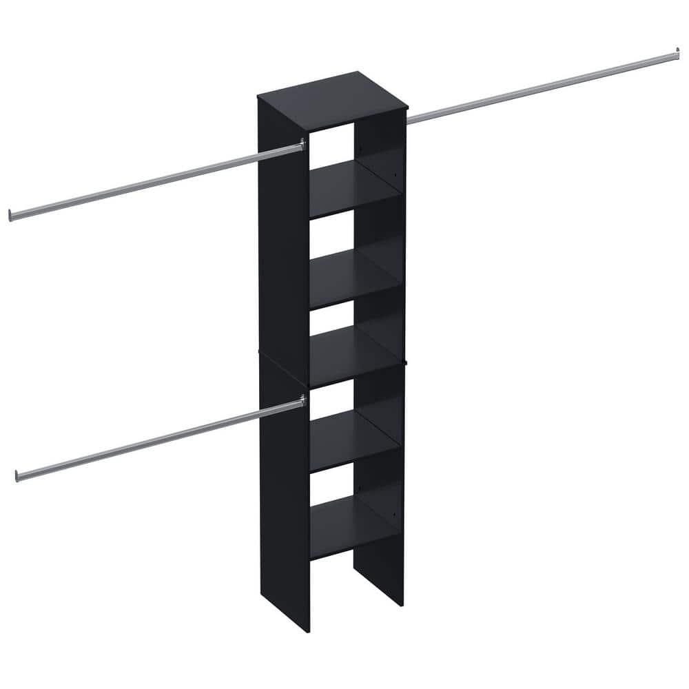 LOVMOR Wood Closet Organizer Starter Kit Tower with 3 Hang Rods