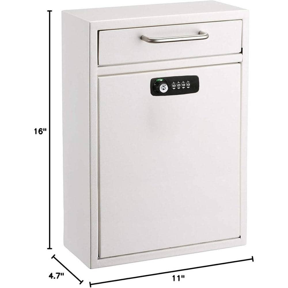 AdirOffice Wall-Mount Secure Drop Box Mailbox with Key and Combination Locking System