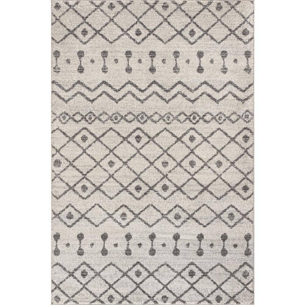 4'x6' Aksil Moroccan Beni Souk Area Rug, Cream/Gray - JONATHAN Y