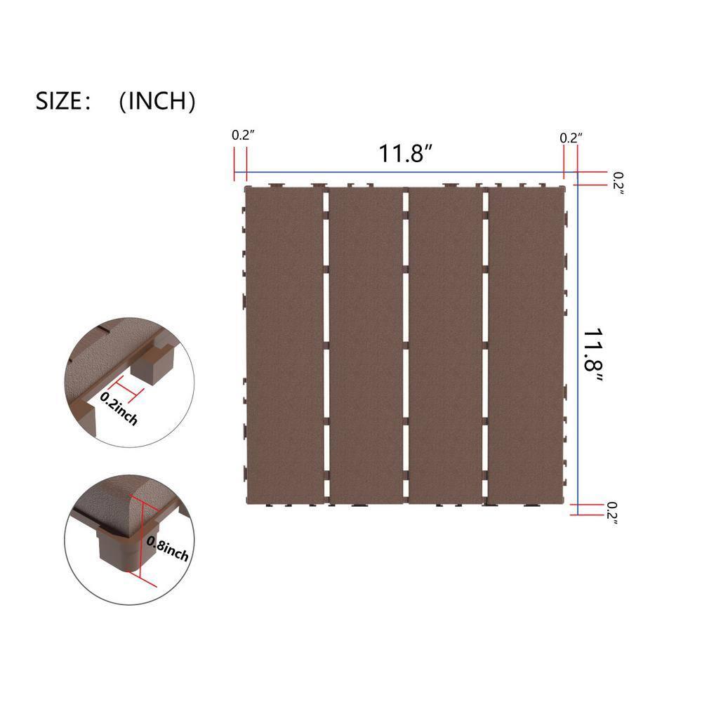 BVNECXP Plastic Interlocking Deck Tiles,44 Pack Patio Deck Tiles,12"X12" Square Waterproof Outdoor All Weather Use, Patio Decking Tiles For Poolside Balcony Backyard