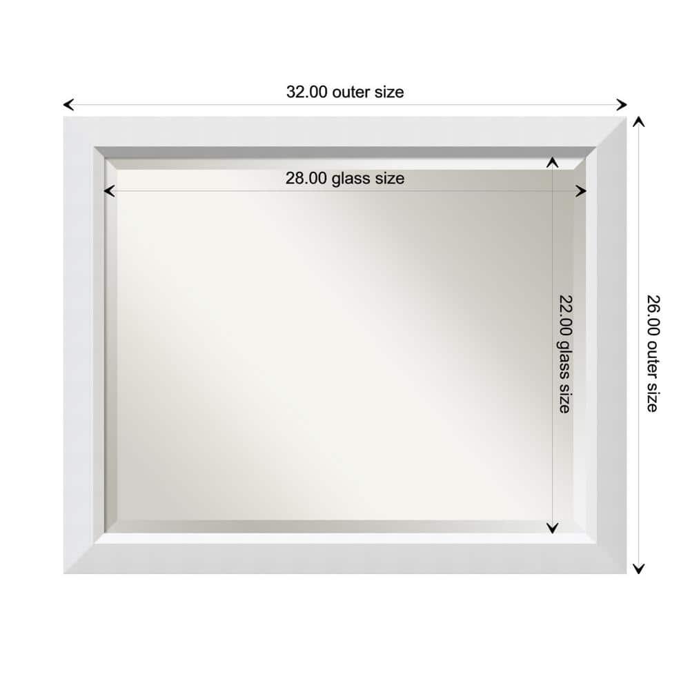 32" x 26" Blanco Wood Framed Bathroom Vanity Wall Mirror White - Amanti Art: Satin Finish, No Assembly Required