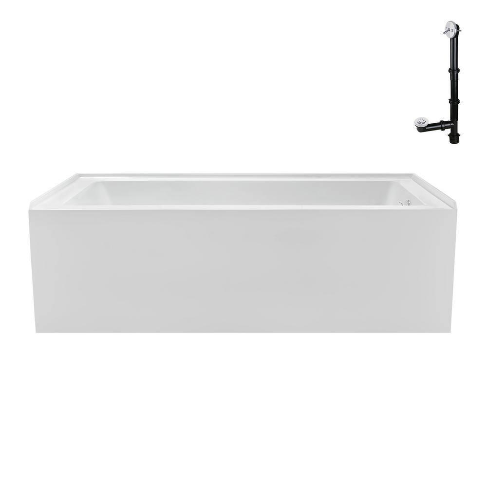 Streamline Bath Streamline 60 in. x 32 in. Acrylic Right-Hand Drain Alcove Bathtub in Glossy White With External Drain NAL-5580-WH