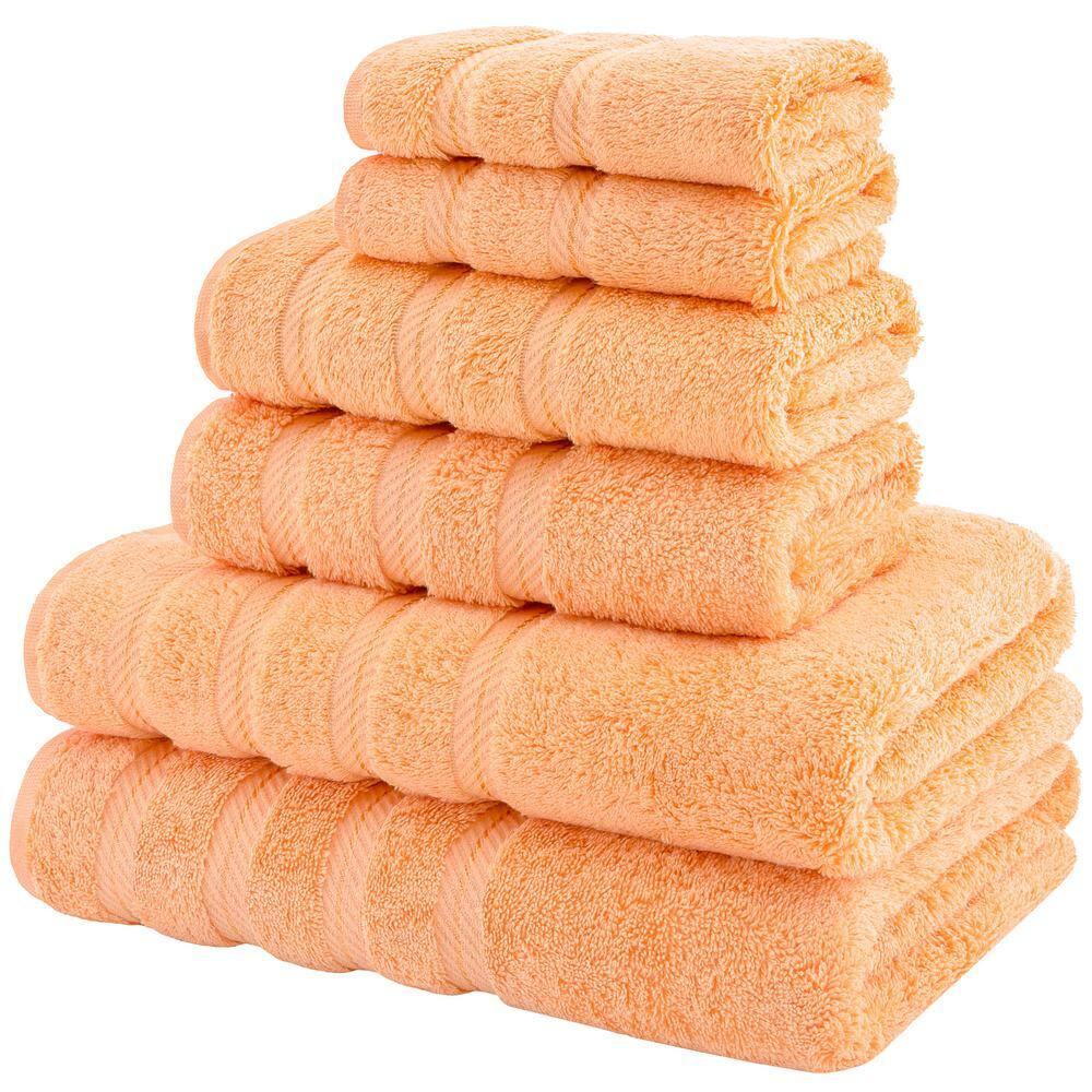 American Soft Linen 6 Piece Towel Set, 100% Cotton Bath Towels for Bathroom, Malibu Peach