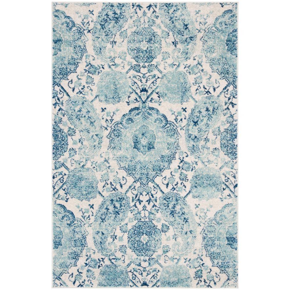 Madison MAD600 Power Loomed Indoor Area Rug - Cream/Turquoise - 4'x6' - Safavieh