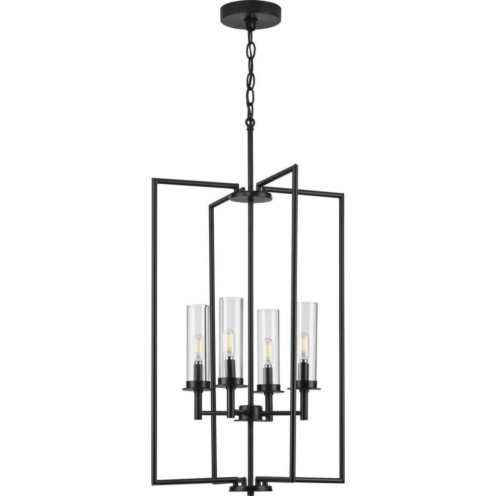 Progress Lighting Kellwyn 4-Light Foyer Pendant, Brushed Nickel, Clear Glass