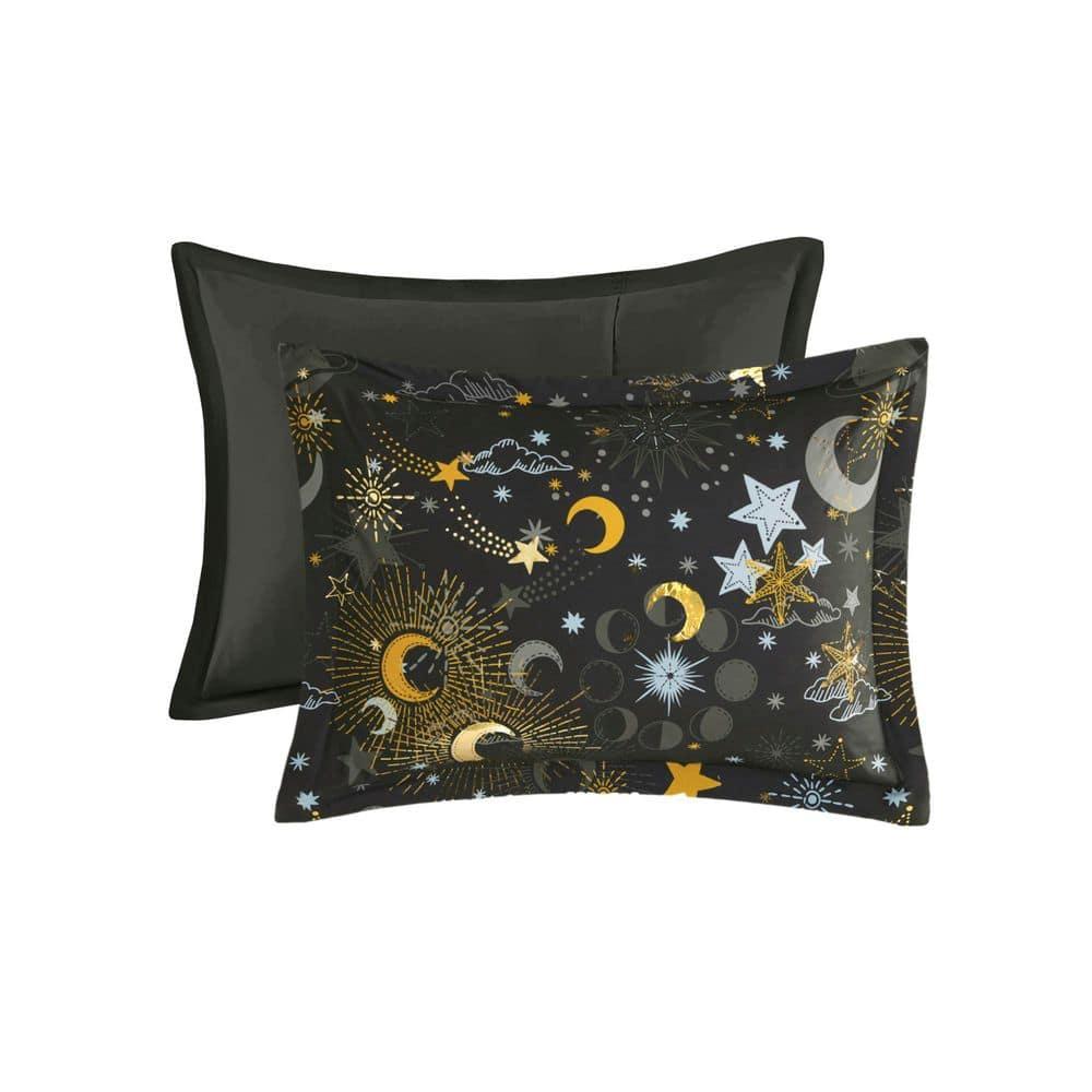 Celia Blush/Gold Starry Sky Metallic Print Comforter Set