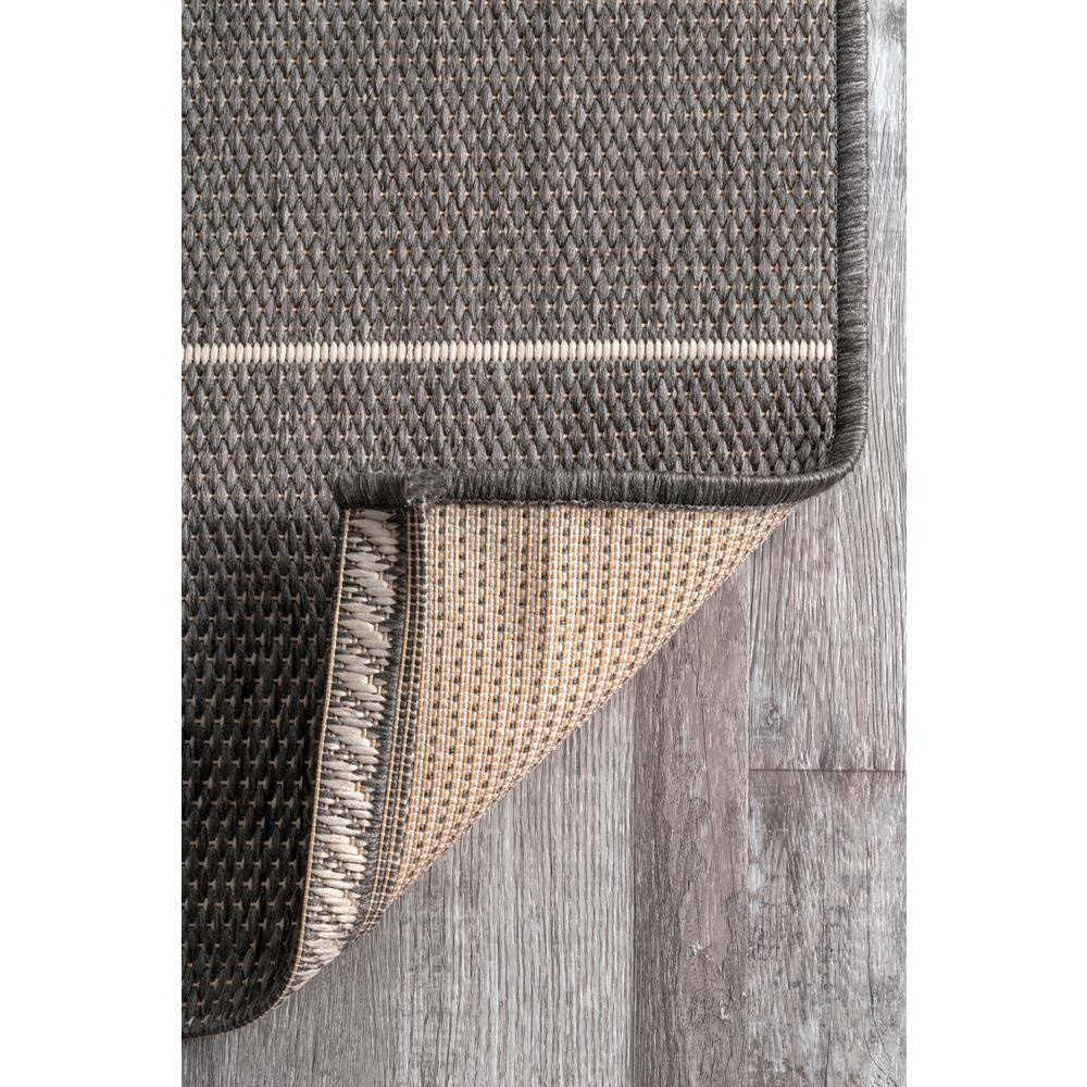 Nuloom Alaina Striped 8 Square Indoor/Outdoor Area Rug for Living Room Patio Deck Front Porch Kitchen, Dark Grey/Ivory