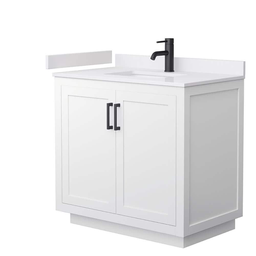 Miranda 36" White Plywood Single Sink Vanity with Marble Top