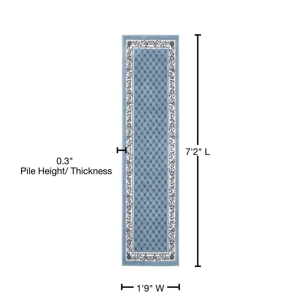 Home Dynamix Premium Aydin Traditional Diamond Floral Runner Area Rug, Blue/Ivory, 1'9"x7'2"