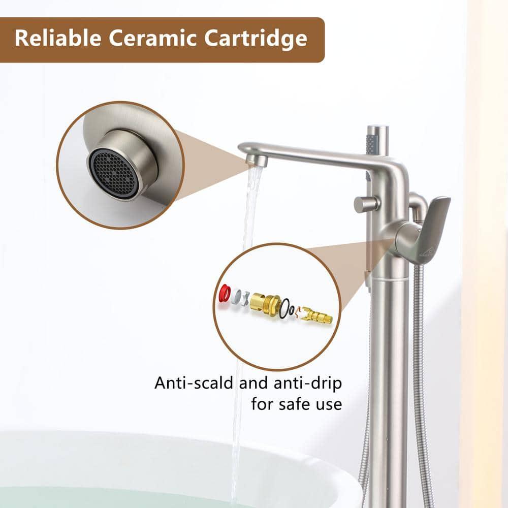 CASAINC KCLT0054-BN Single Handle Freestanding Bathtub Faucet with Diverter and Handshower