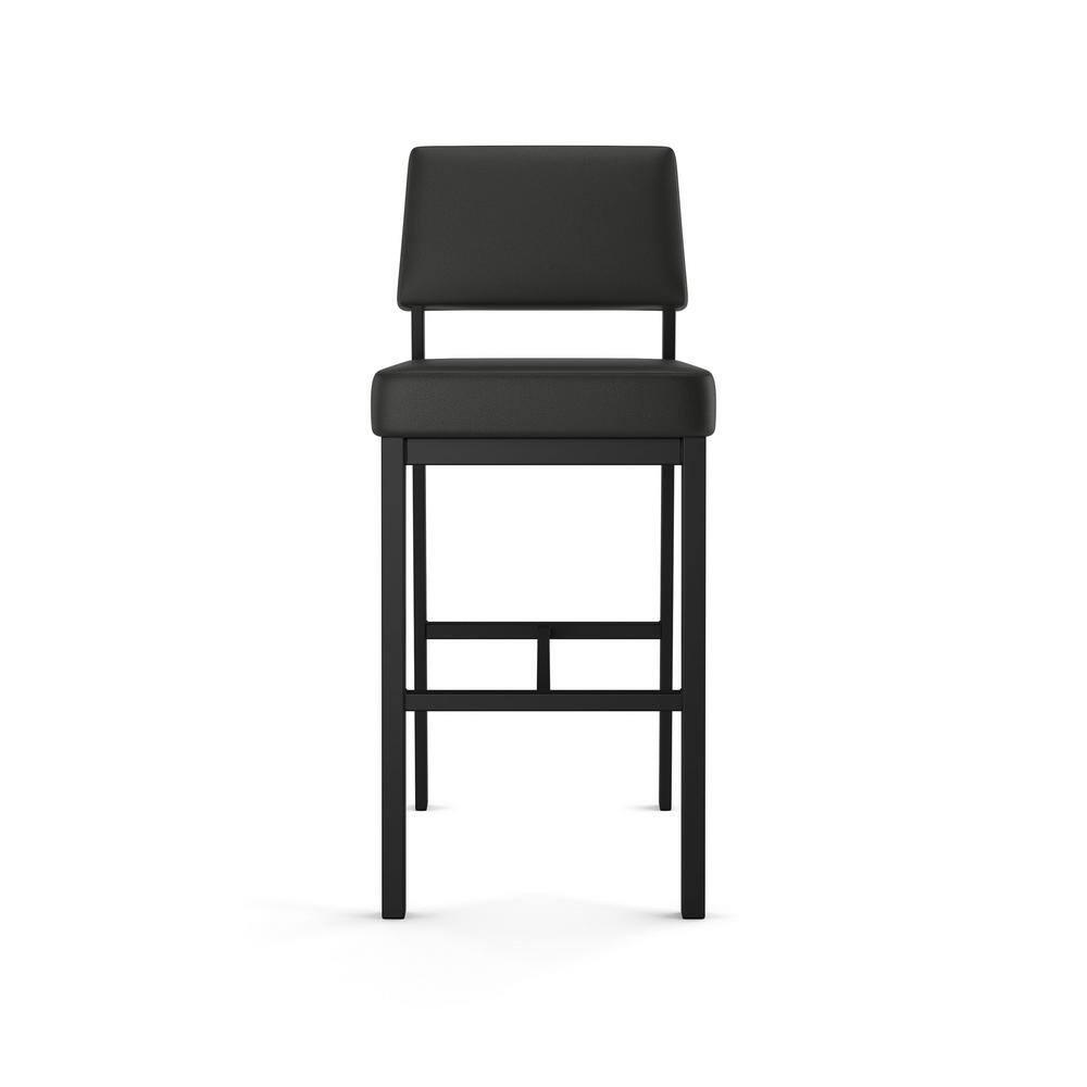 Amisco Avery 26 In. Counter Stool - Black Faux Leather / Black Metal