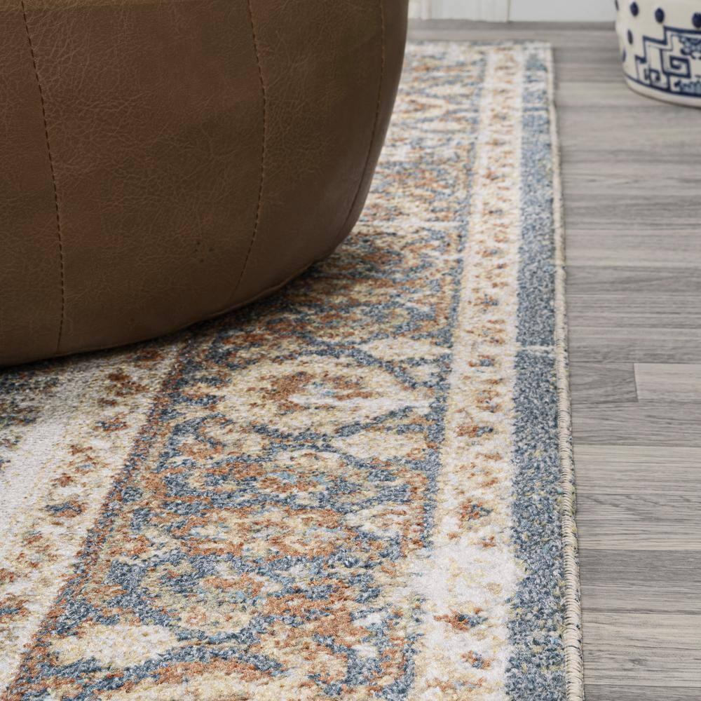 JONATHAN Y Keesha Bold Distressed Medallion Low-Pile Machine-Washable Blue/Cream 5 ft. x 8 ft. Area Rug
