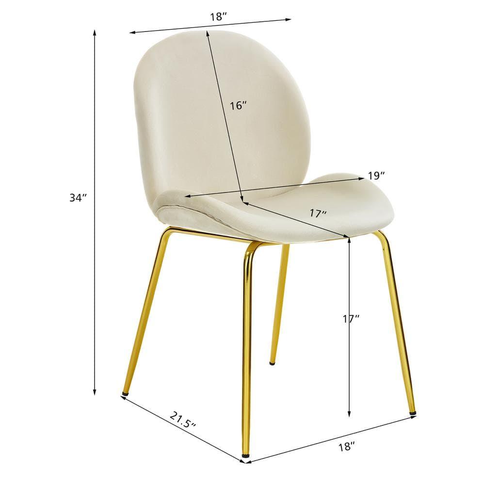 Costway Set of 2 Velvet Accent Chairs Dining Side Chairs w/Gold Metal Legs Beige