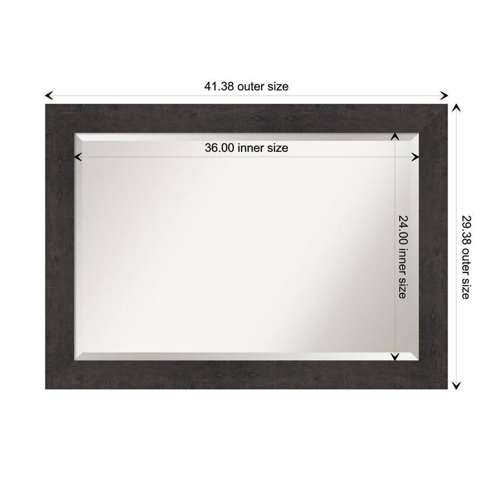 Amanti Art Beveled Bathroom Wall Mirror - Rustic Plank Espresso Frame Outer Size: 41 x 29 in