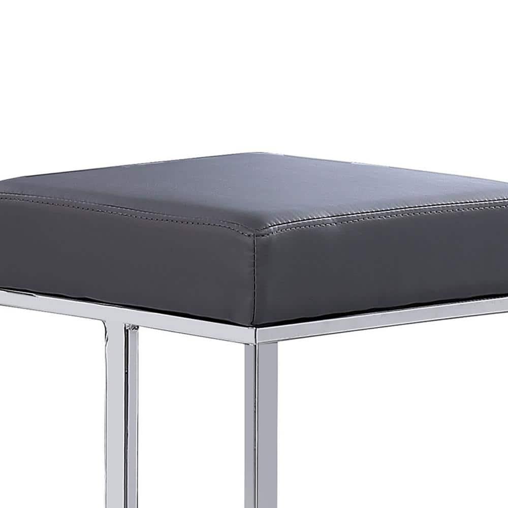 Dorrington Modern Faux Leather Backless Bar Stool in Gray/Silver (Set of 2)
