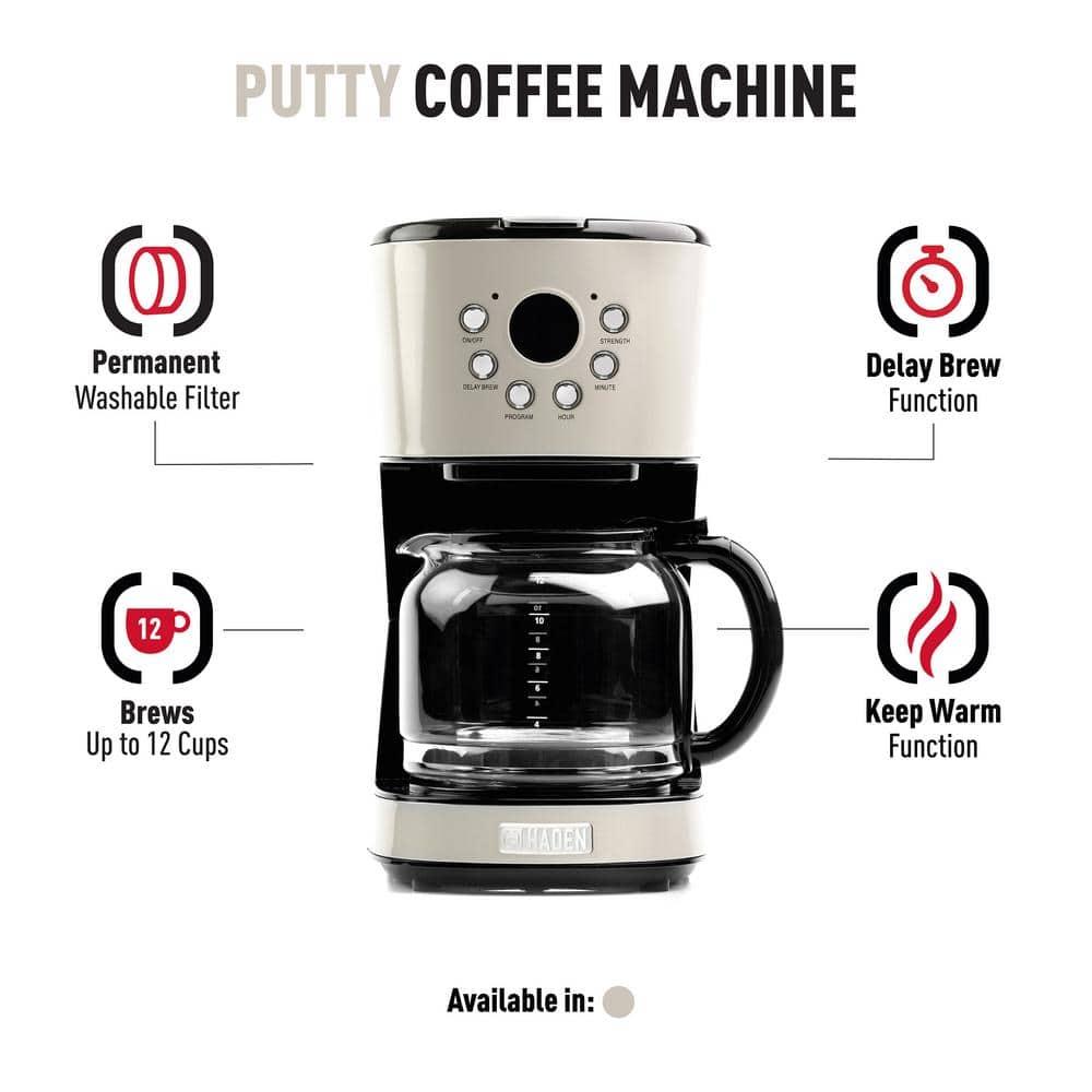 HADEN Putty Beige Programmable Drip Coffee Maker