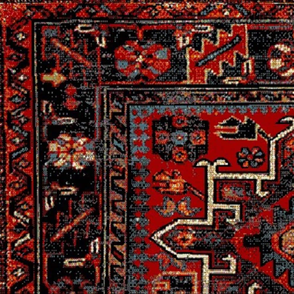 Vintage Hamadan VTH229 Power Loomed Area Rug - Red/Black - 4'x6' - Safavieh.