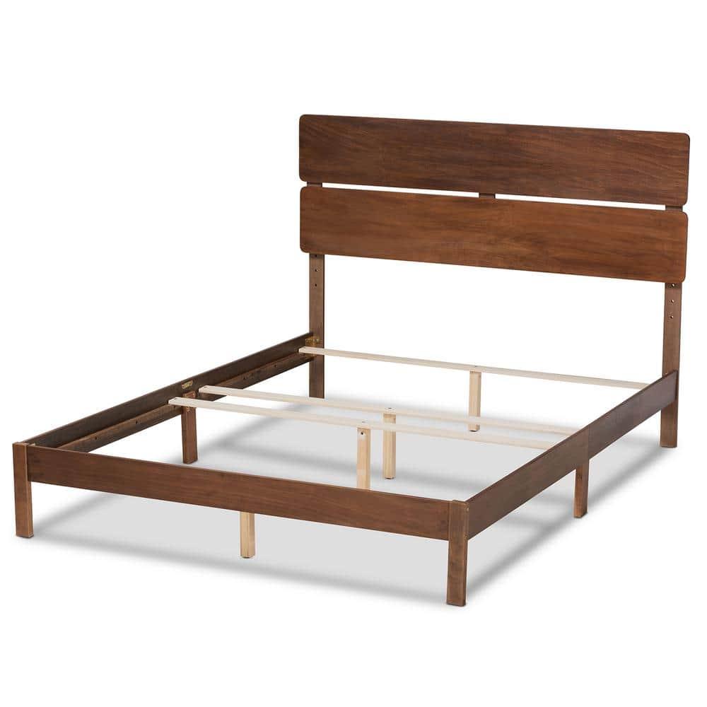 King Anthony Wood Panel Bed Walnut - Baxton Studio: Modern Dark Gray Oak, Rubberwood & MDF