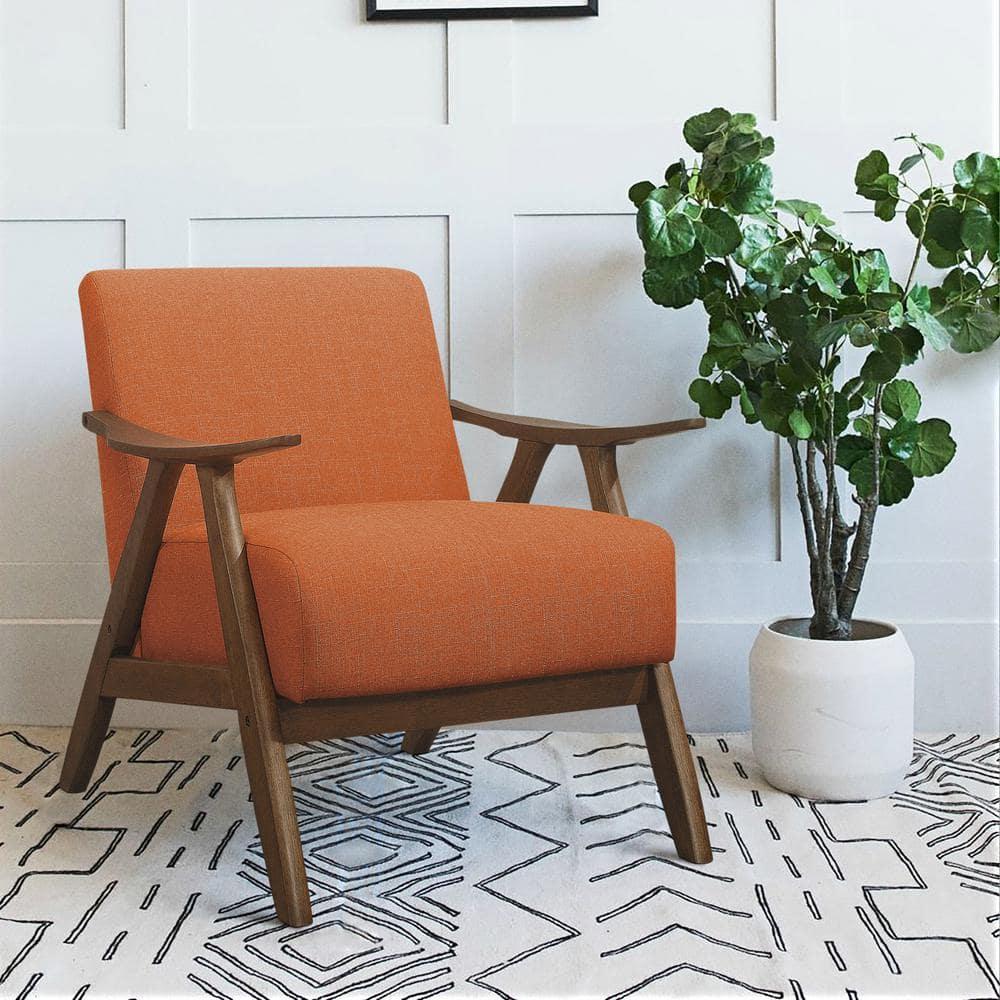 Lexicon Damala Collection Retro Inspired Wood Frame Accent Chair Seat, Orange