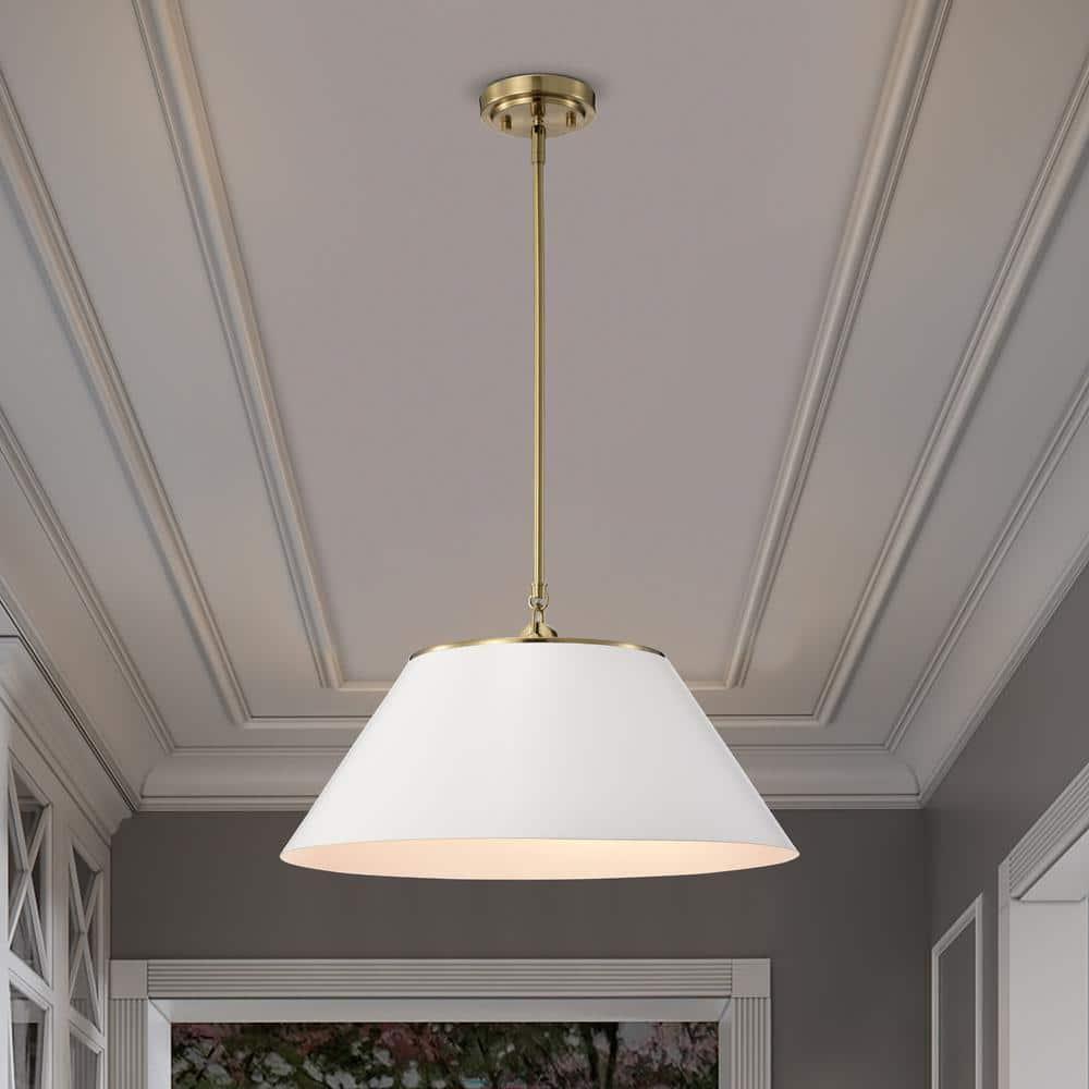 Nuvo Lighting Dover 3 Light Large Pendant White with Vintage Brass
