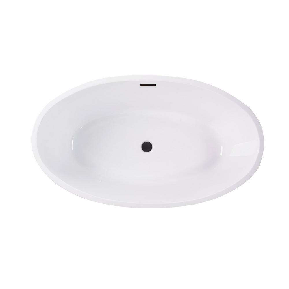 Vanity Art 59" X 32" White Acrylic Freestanding Bathtub