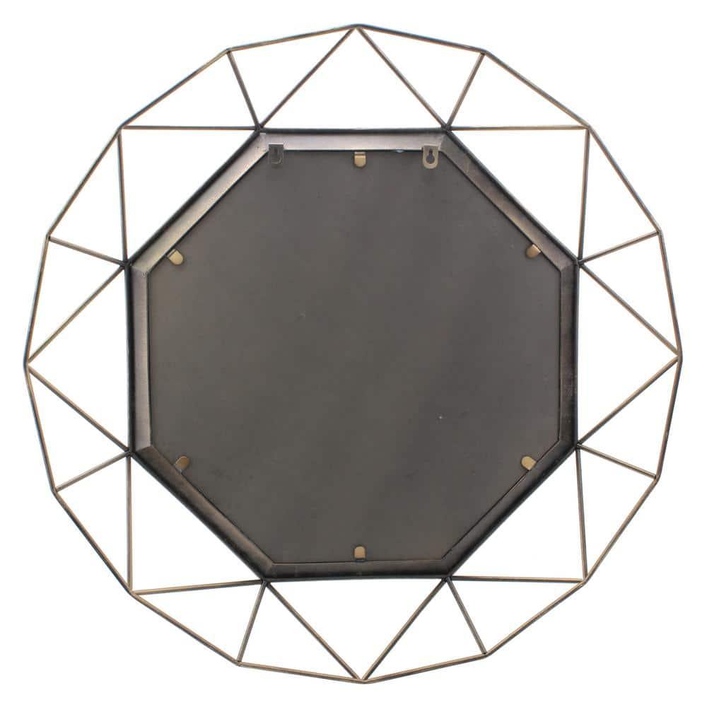 28.3" x 28.3" Metal Octagon Decorative Mirror Antique Gold - Stonebriar Collection: Modern Round No Assembly Wall Mount