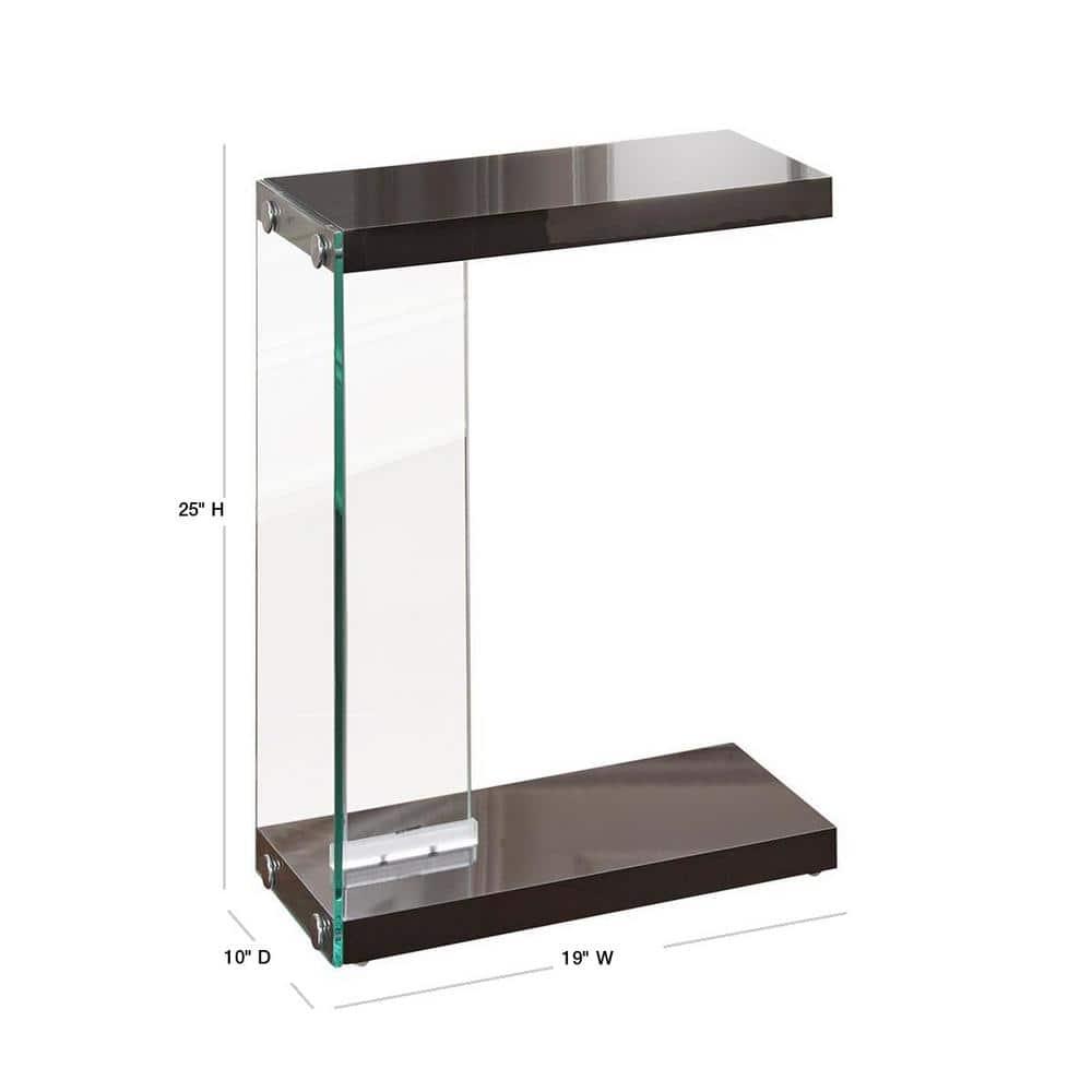 Elaina Chair Side End Table Black - Steve Silver Co.: Modern Rectangular Accent Table, Tempered Glass Frame, 2 Shelves