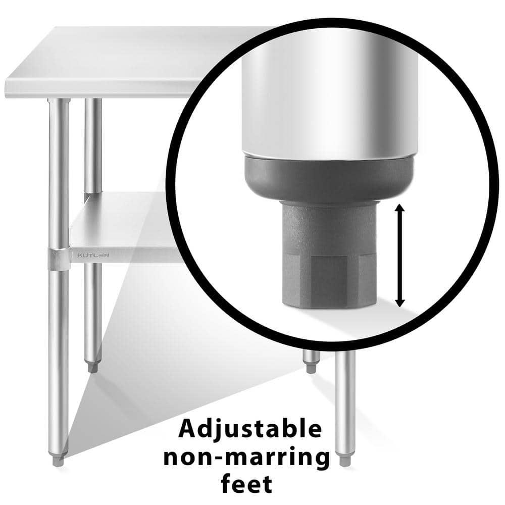 30" D x 34.5" H Stainless Steel Prep Station with Undershelf