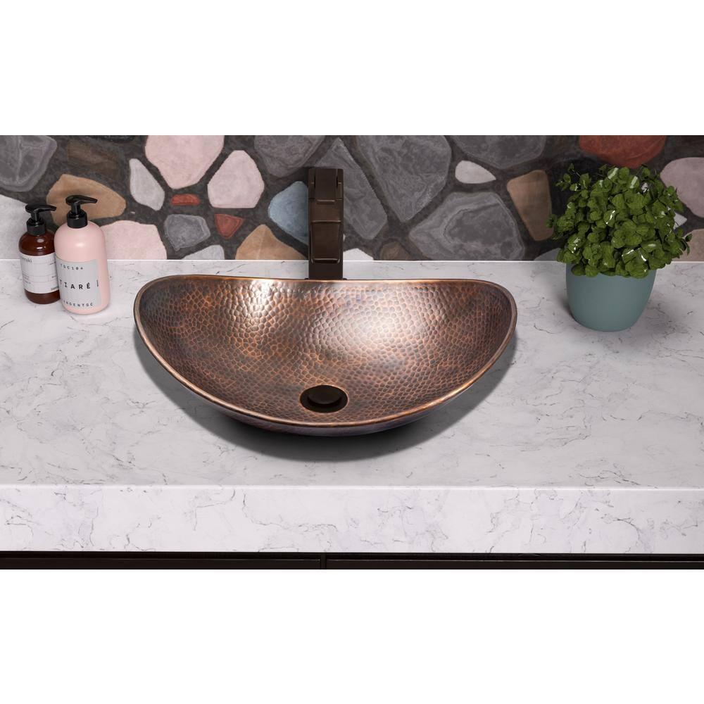 Pure Copper Hand Hammered Harbor Bathroom Vessel Sink 19"