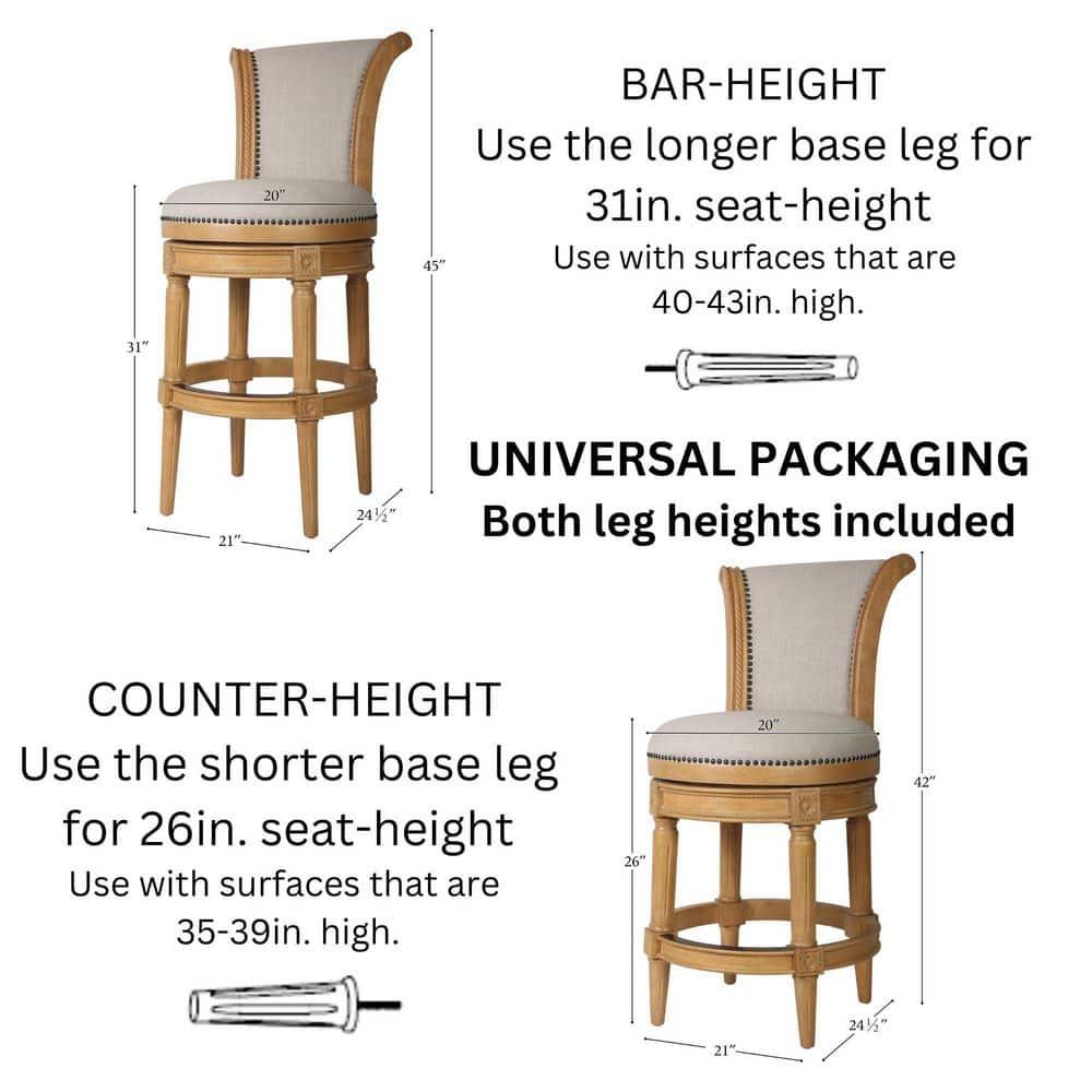 Ophelia & Co. Ted High Back Solid Wood Swivel Bar Stool