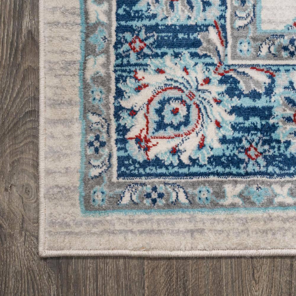 2'x8' Modern Persian Vintage Moroccan Traditional Area Rug, Cream/Navy - JONATHAN Y