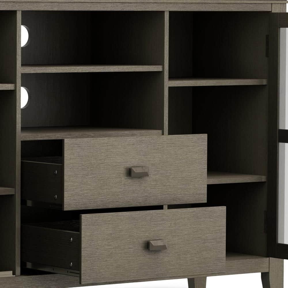 Simpli Home Artisan 53"W Solid Wood Contemporary Tall TV Stand for TVs up to 60" with Adjustable Shelves