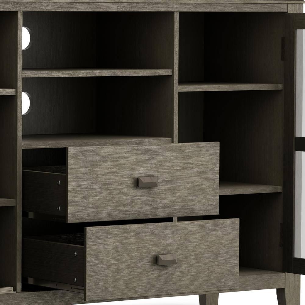 Simpli Home Artisan 53"W Solid Wood Contemporary Tall TV Stand for TVs up to 60" with Adjustable Shelves