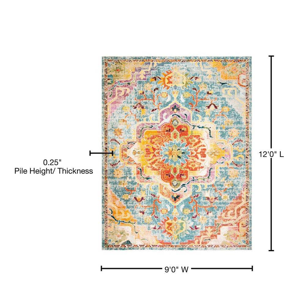 Crystal CRS501 Loomed Indoor Area Rug - Orange/Teal - 9'x12' - Safavieh