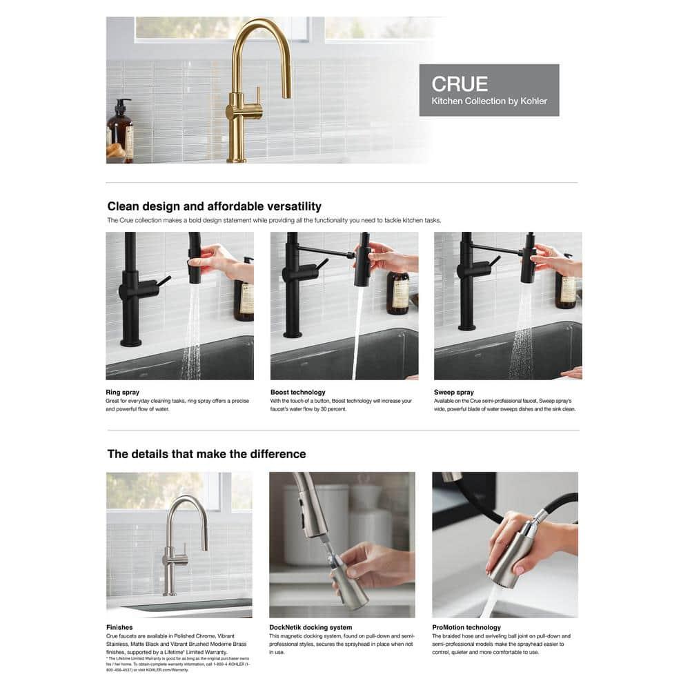 Crue Touchless Pull-Down Kitchen Sink Faucet with Three-Function Sprayhead