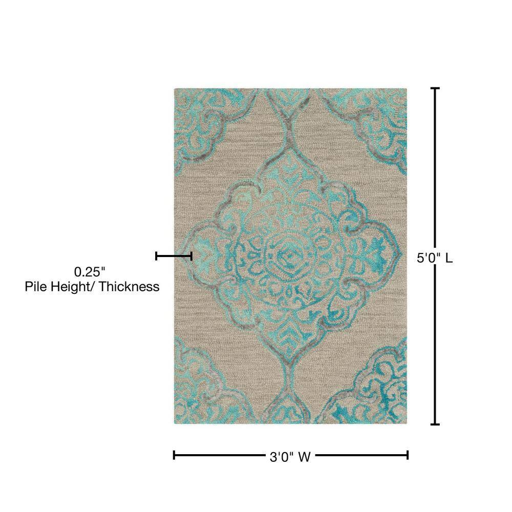 Dip Dye DDY510 Hand Tufted Indoor Accent Rug - Grey/Turquoise - 3'x5' - Safavieh