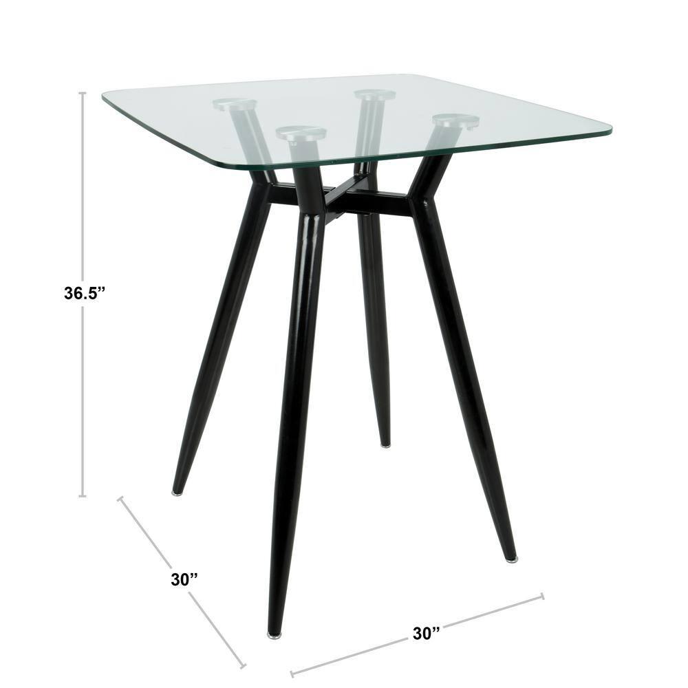 Clara Mid-Century Modern Square Counter Table Clear - LumiSource: Geometric Metal Base, 4-Seat Pub Style