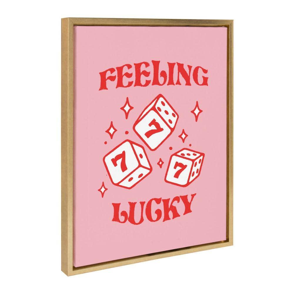 Kate & Laurel All Things Decor 18"x24" Feeling Lucky Framed Canvas by Alli Standefer Bright Gold