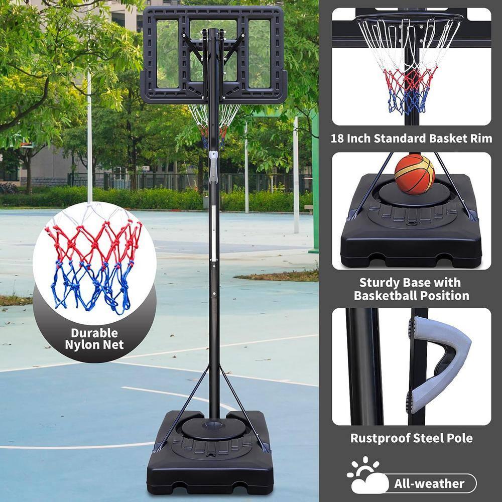 HLILish Teenagers Portable Basketball Hoop Height Adjustable Basketball Hoop Stand 7.5Ft - 10Ft With 44 Inch Backboard And Wheels For Adults Teens