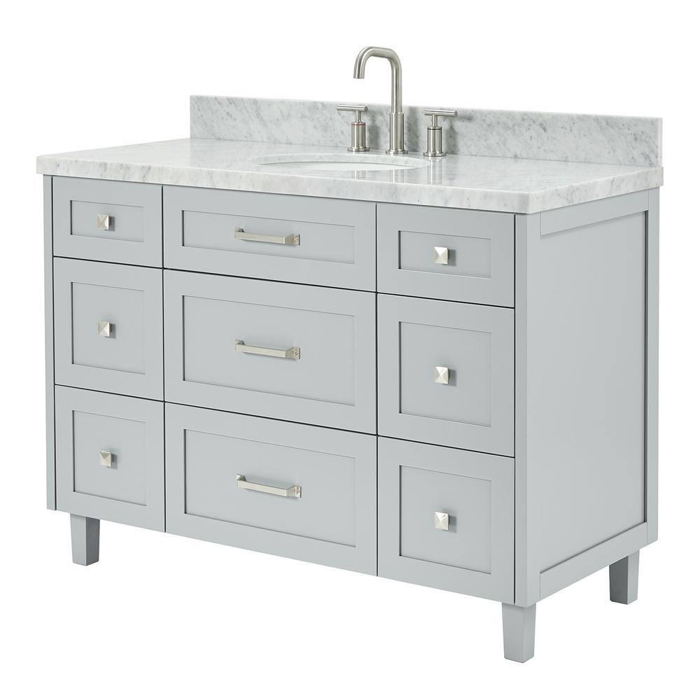 ARIEL Monrow 49 Single Sink Bathroom Vanity with Italian Carrara Marble Top