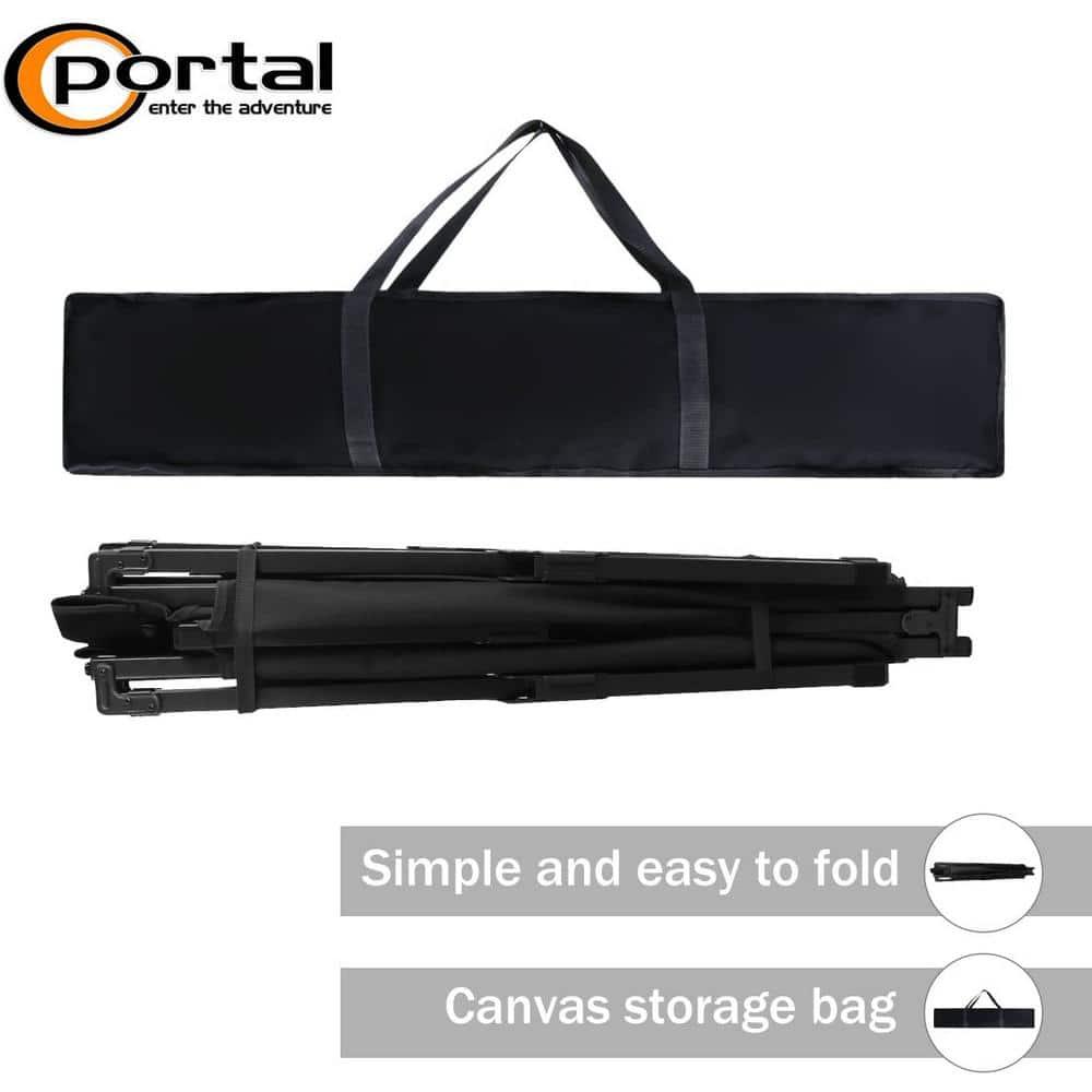 PORTAL Folding Portable, Guest Carry Bag and Side Storage Organizer, Camping Adults Away Tent Sleeping Cot Bed, Supports 300 LBS, Black