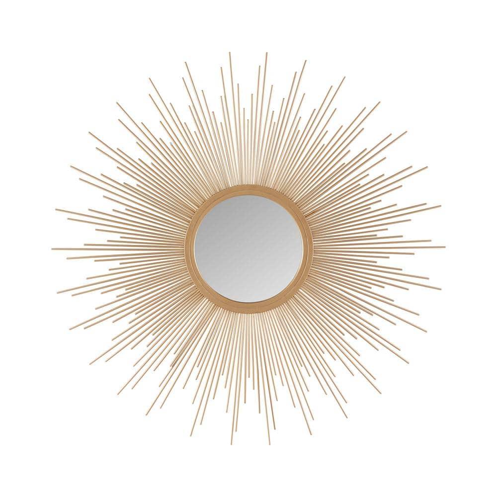 29.5" Round Dia Fiore Sunburst Decorative Wall Mirror Gold - Madison Park