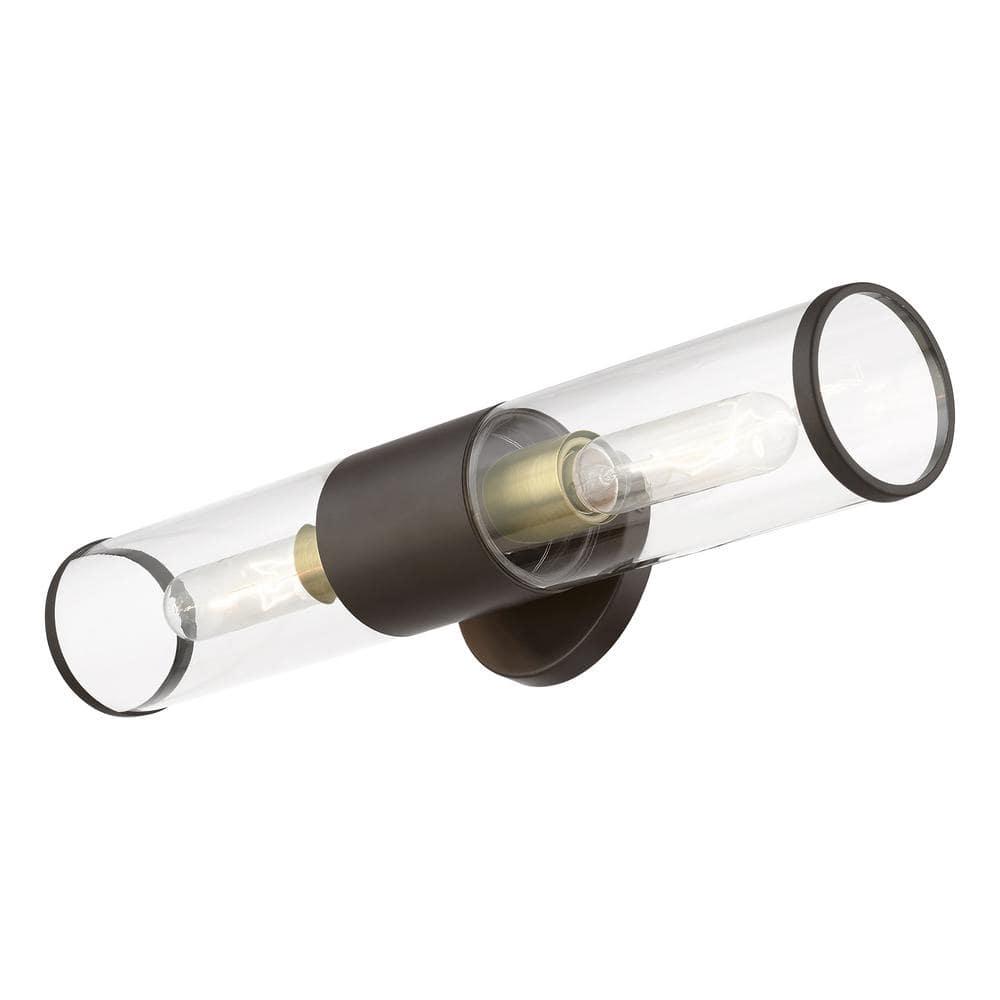 Livex Lighting Banca 2-Light Metal & Glass ADA Vanity Sconce in Bronze