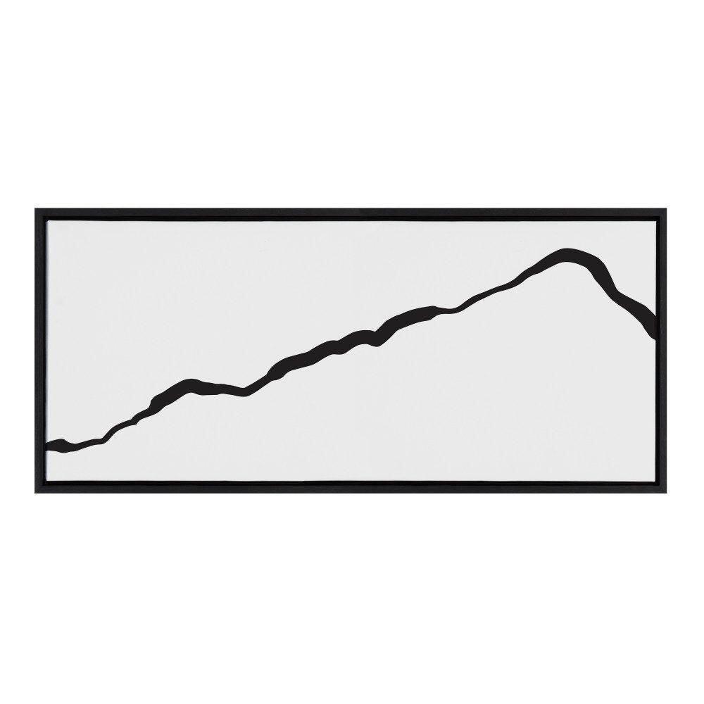 Kate and Laurel Sylvie Elevated Abstract Minimalist Mountain Landscape Framed Canvas Wall Art by The Creative Bunch Studio, 18x40 Black, Minimal Mountainous Landscape Art for Wall