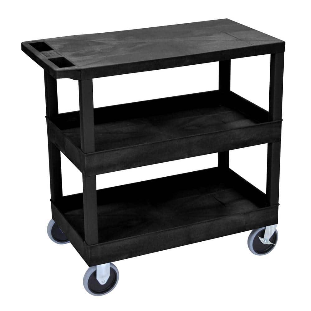 Luxor E Series Heavy Duty Utility Cart with 2 Tub and 1 Flat Shelves