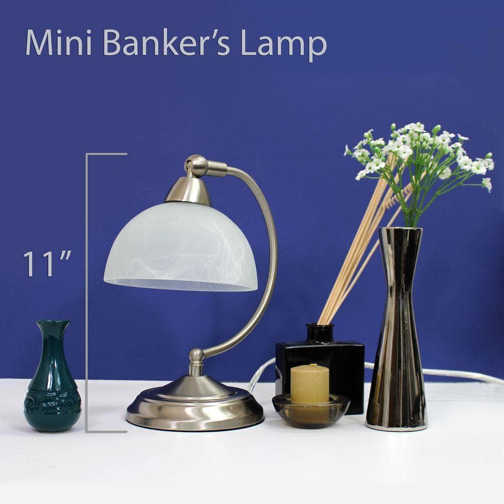 Elegant Designs Mini Modern Bankers Desk Lamp with Touch Dimmer Control Base Brushed Nickel