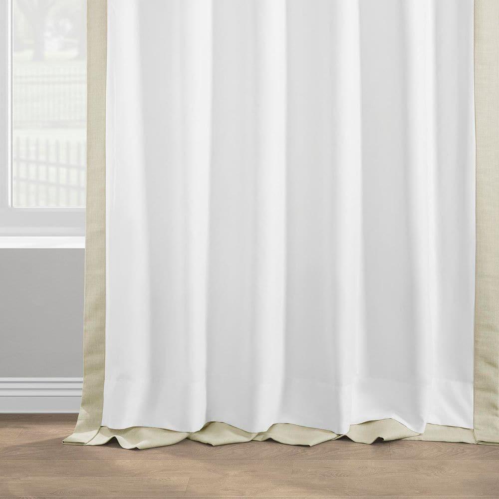 Half Price Drapes Gravity Ivory Italian Faux Linen Room Darkening Curtains (1 Panel), 50W X 108L