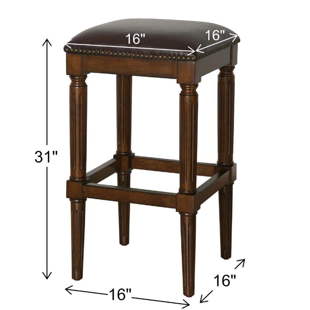 Manchester 31in.H Square Bar Stool- Distressed Walnut