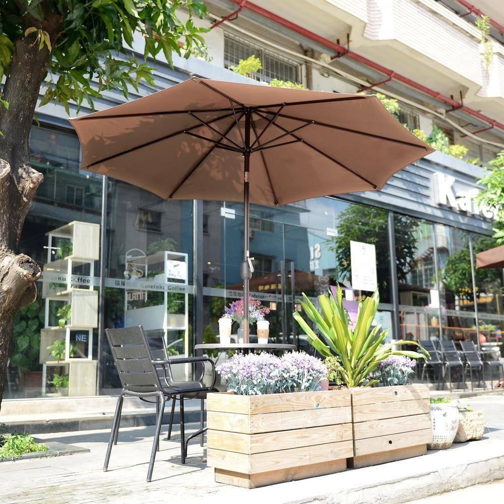 WestinTrends 9 Ft Outdoor Patio Market Table Umbrella with Tilt and Crank, Coffee