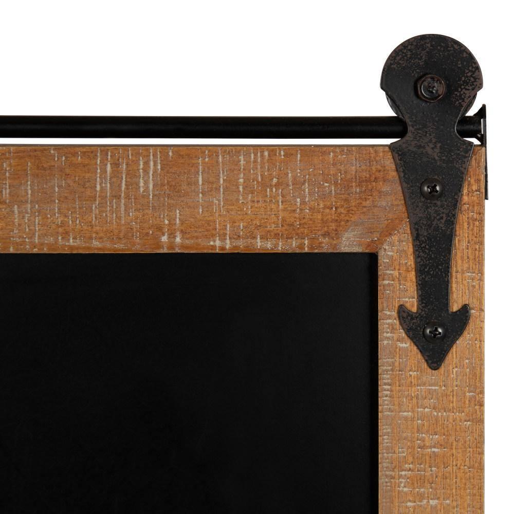 Kate and Laurel Cates Modern Farmhouse Barn Door Wood Framed Chalkboard, Rustic Brown